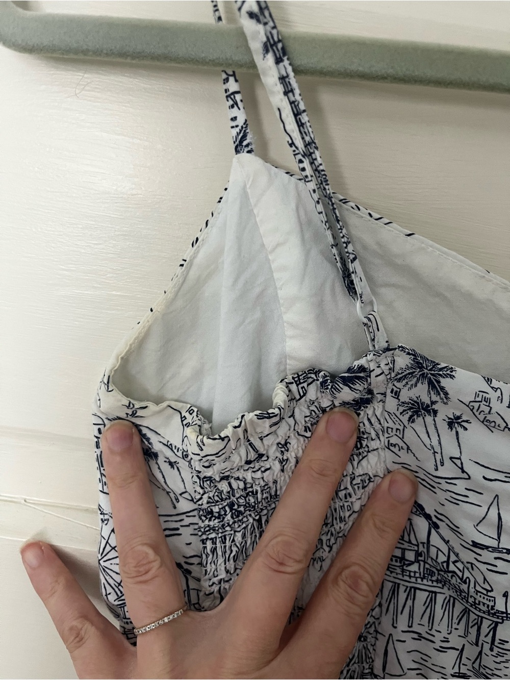 Women’s White & Navy print dress - Picture 5 of 10